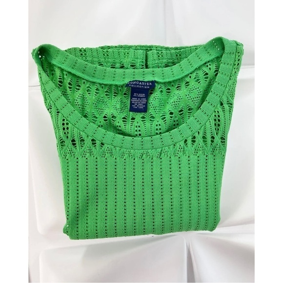 Doncaster Collection Womens Sz S Green Pointelle Top Stretch - Picture 4 of 6